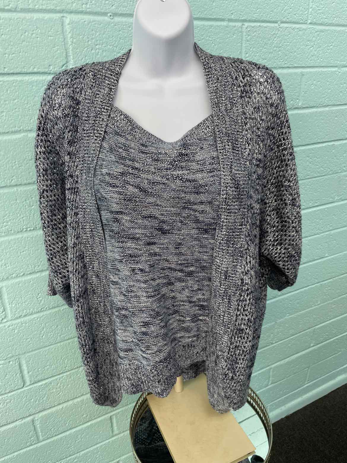 Chico's Size 1 Blue Silver Knit Sweater