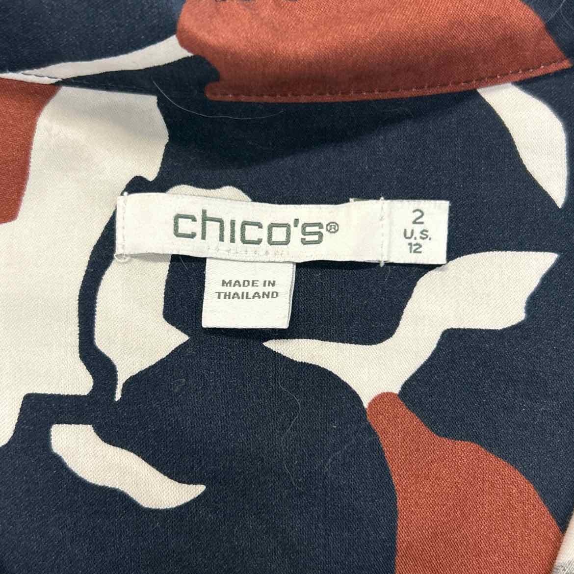 Chico's Size 12 Brown Button Down Shirt