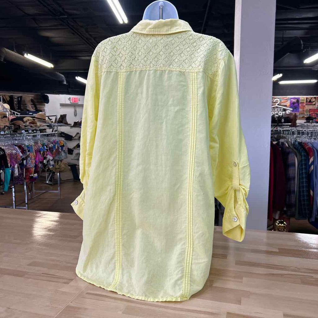 Soft Surroundings Size L Yellow Preloved Button Down LS