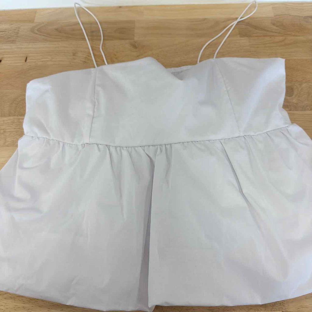 Madden Girl Size L Poplin Bubble Tank Top - Bright White