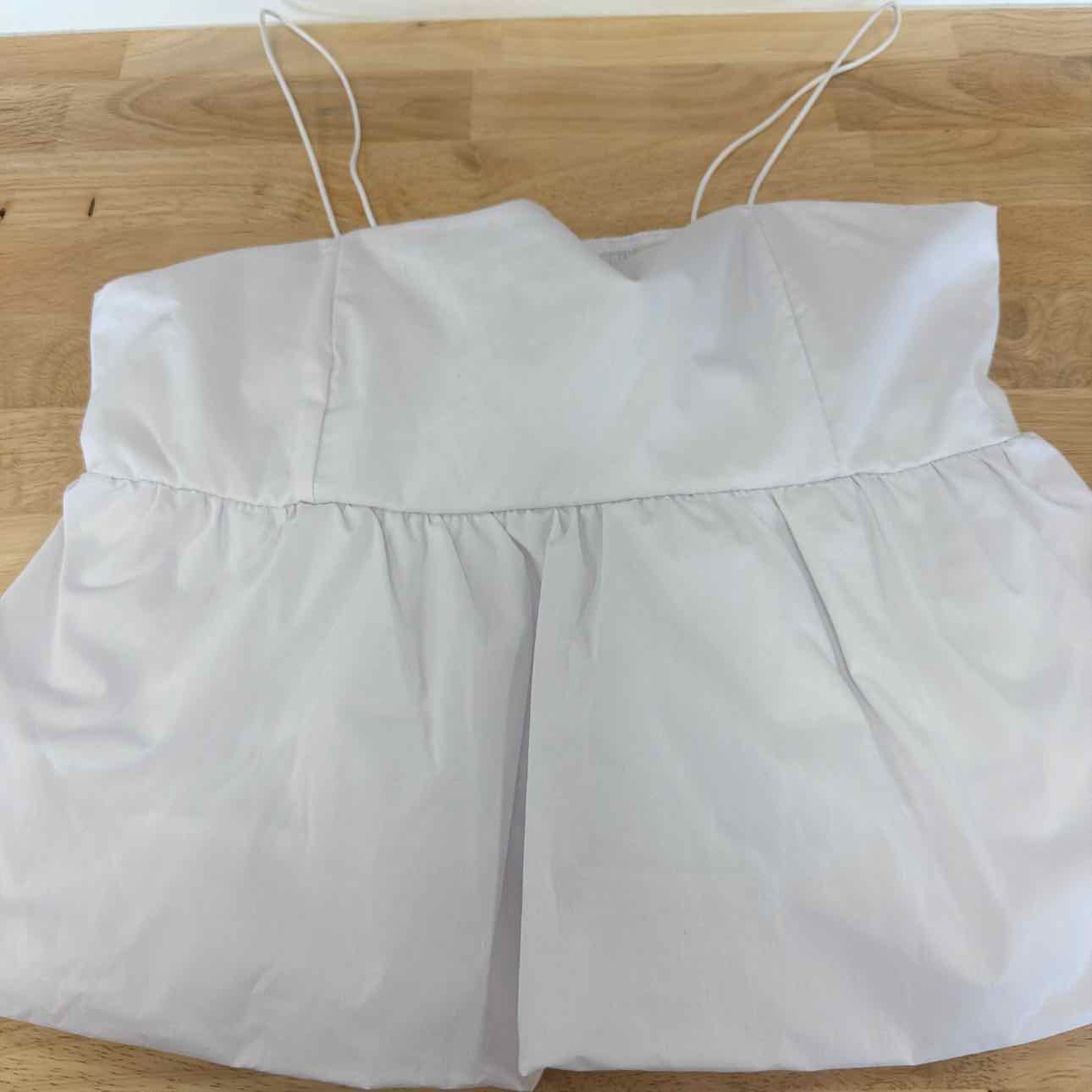 Madden Girl Size L Poplin Bubble Tank Top - Bright White