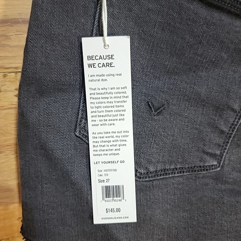 Hudson Size 25 Black Gray Gracie Midrise Cut Off Denim Shorts NWT