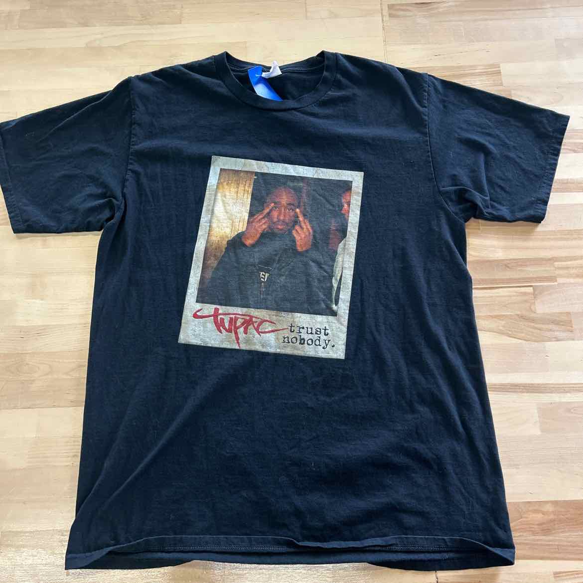 Port & Co. Size L Black Preloved T-Shirt SS
