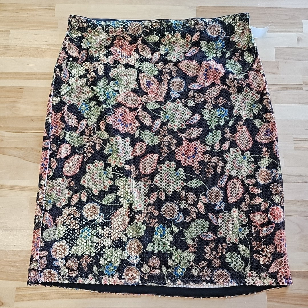 Vince Camuto Women's Floral-Print Sequined Knee-Length Skirt
