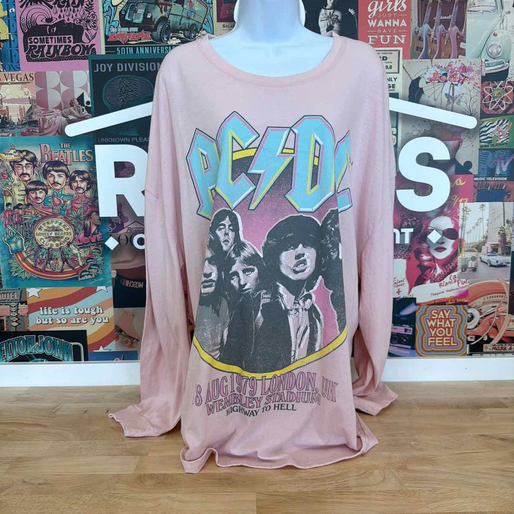 ACDC Size 2X Ac/Dc Graphic Sweatshirt - Pink