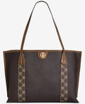 Giani Bernini Extra Large Monogram Block Tote Bag- Rich Coffee/ Walnut Brown