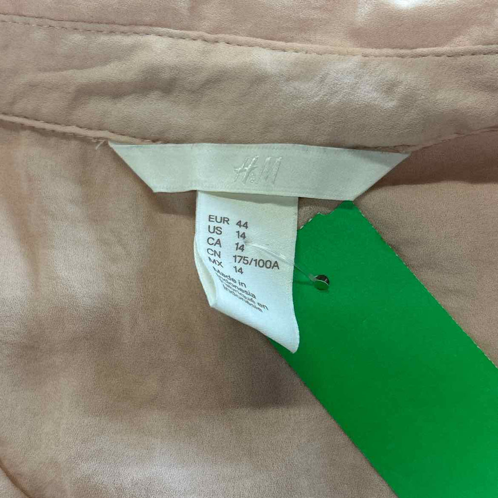 H&M Size 14 Pink Silk Preloved Button Down LS