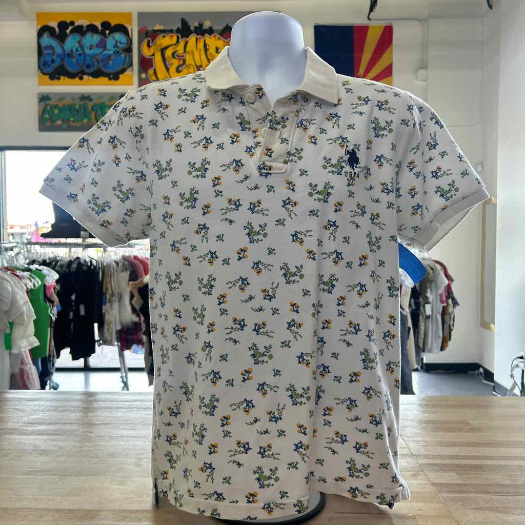 US Polo Assn Size L White Preloved MENS Polo