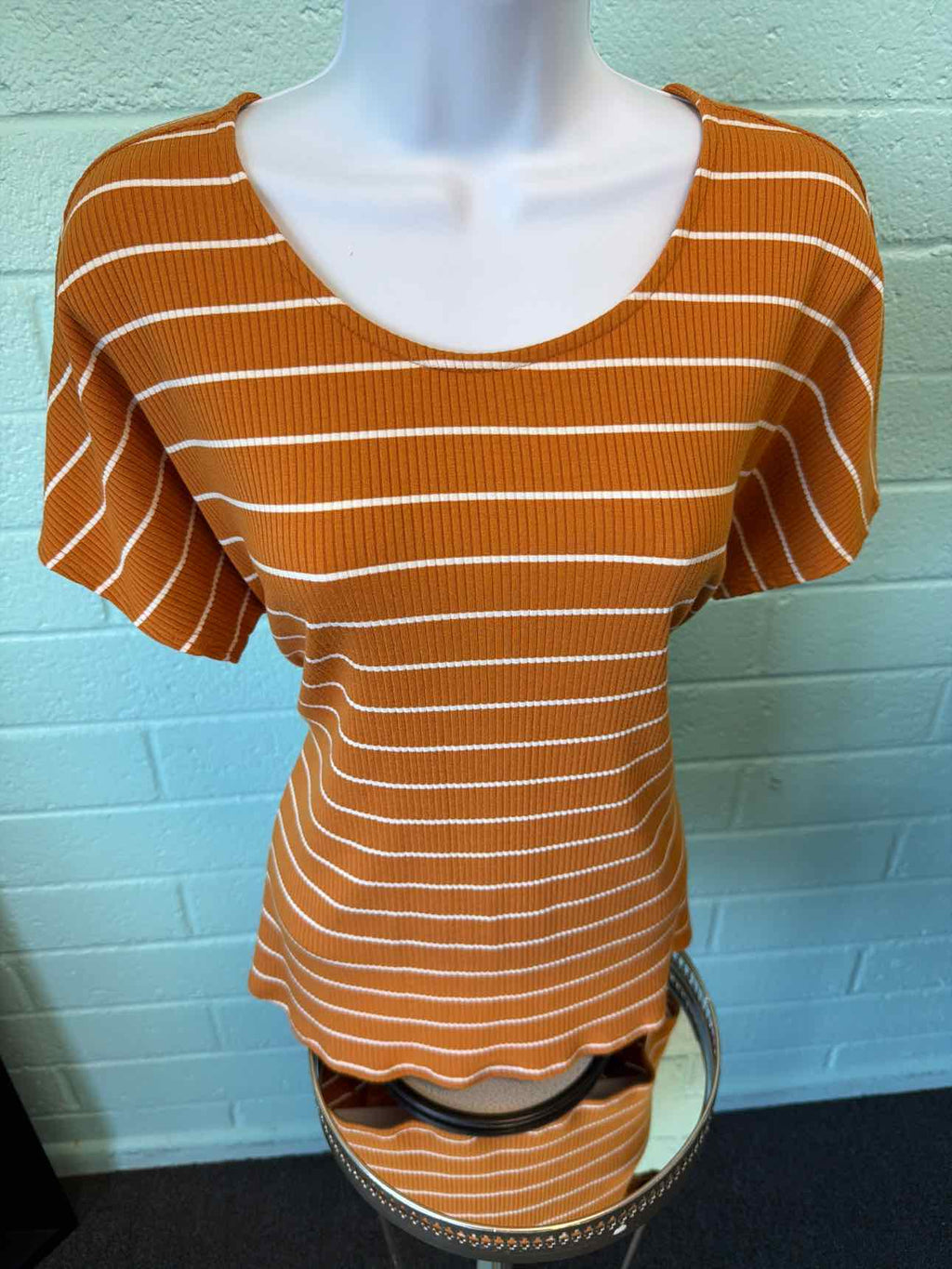 Worthington Size M/P Rust/Cream Shirt