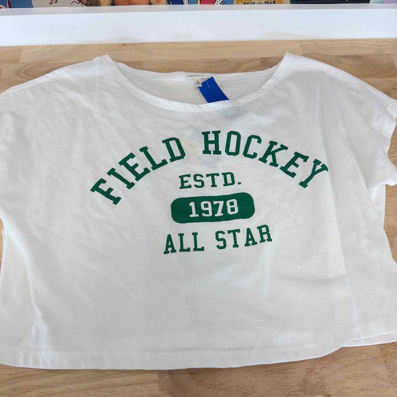 Self E Size M Graphic Off-the-Shoulder T-Shirt - White