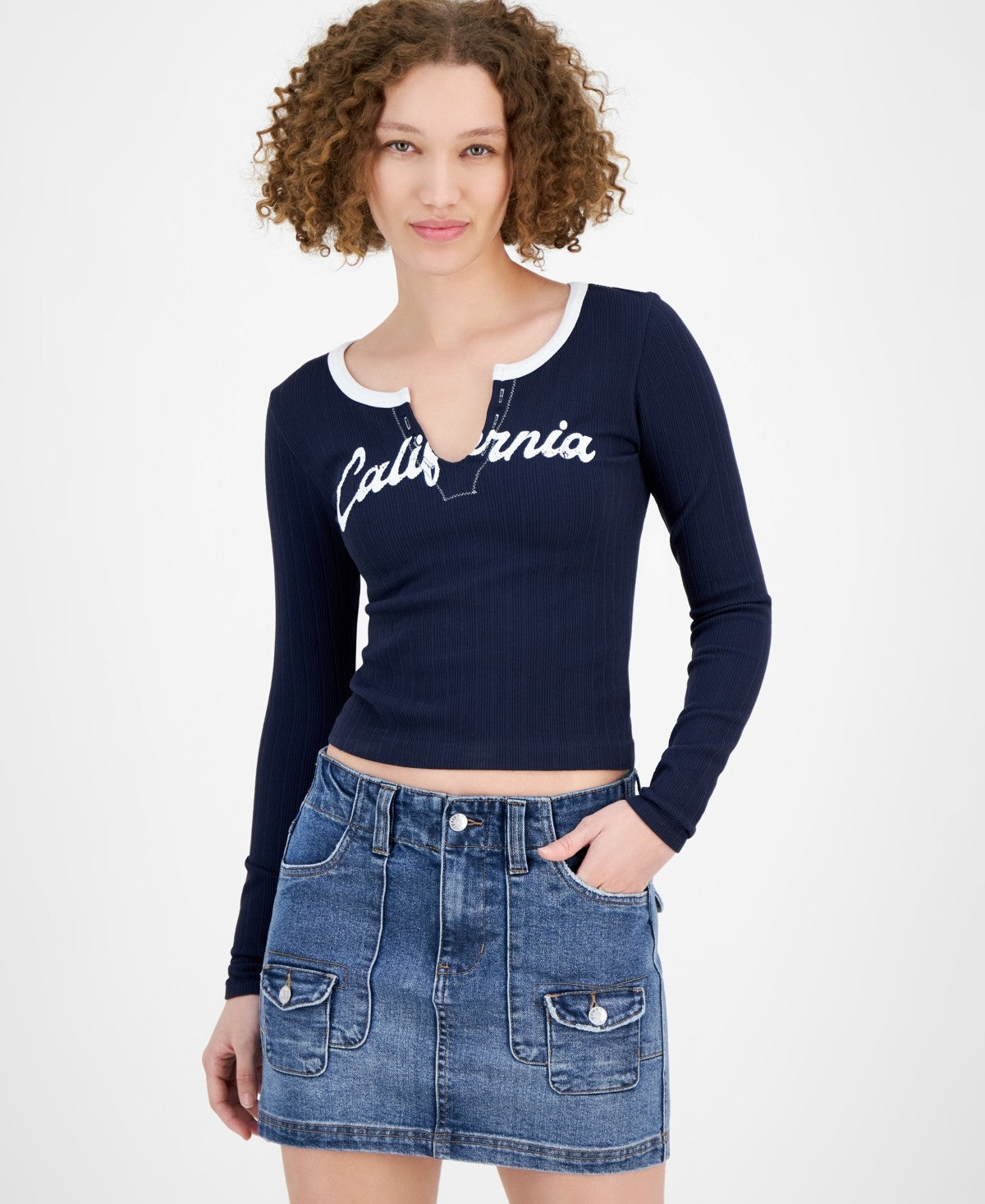Planet Heart Size M Seamless Graphic Long Sleeve - Navy