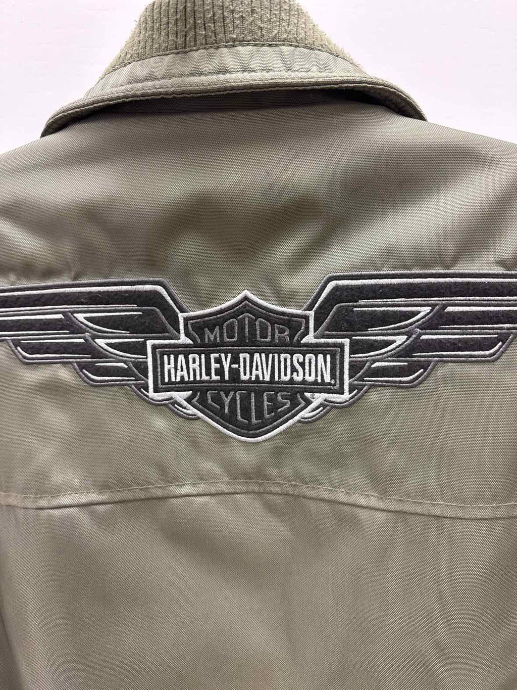 Harley Davidson Size L Mens Olive Green Bomber Flight Jacket