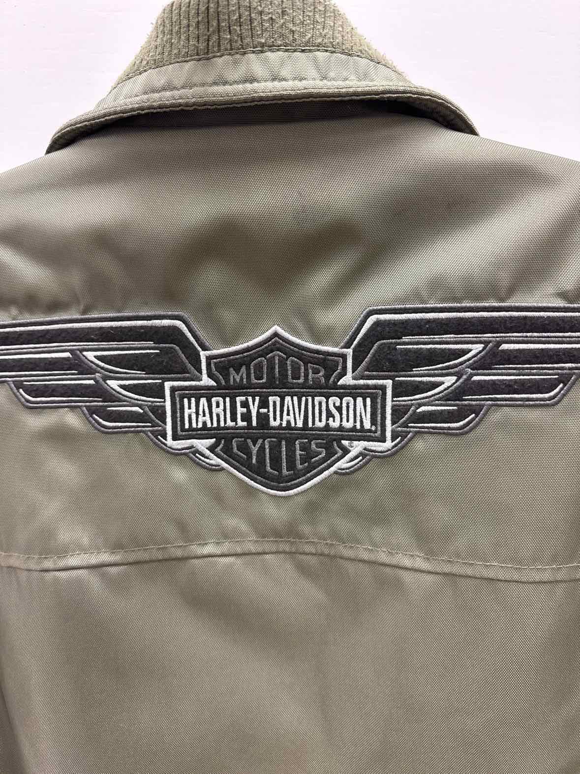 Harley Davidson Size L Mens Olive Green Bomber Flight Jacket