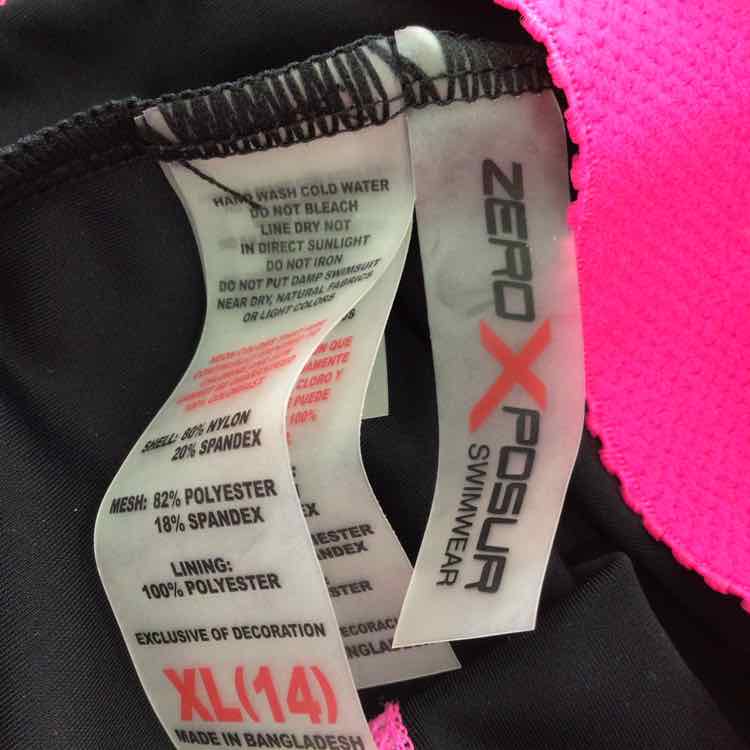 Zero Posur Size XL Neon Pink Swimsuit Bottom/Top