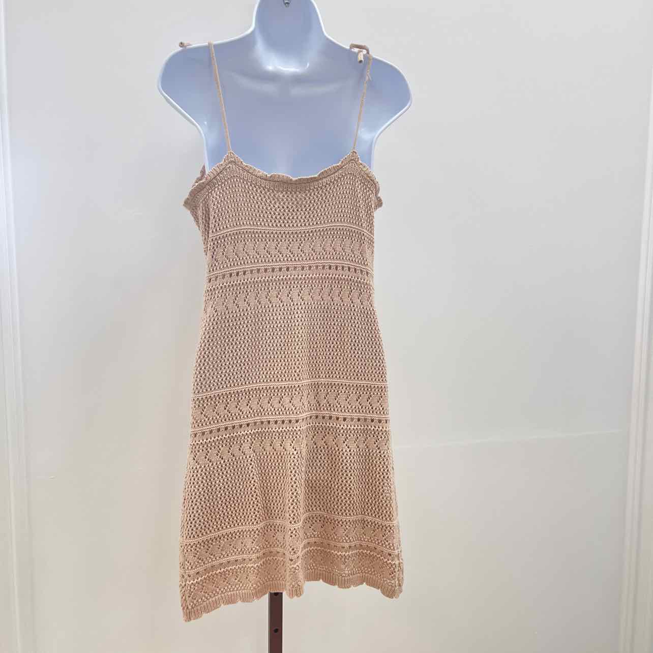 hippie rose Size L Crochet Tie-Strap Mini Dress