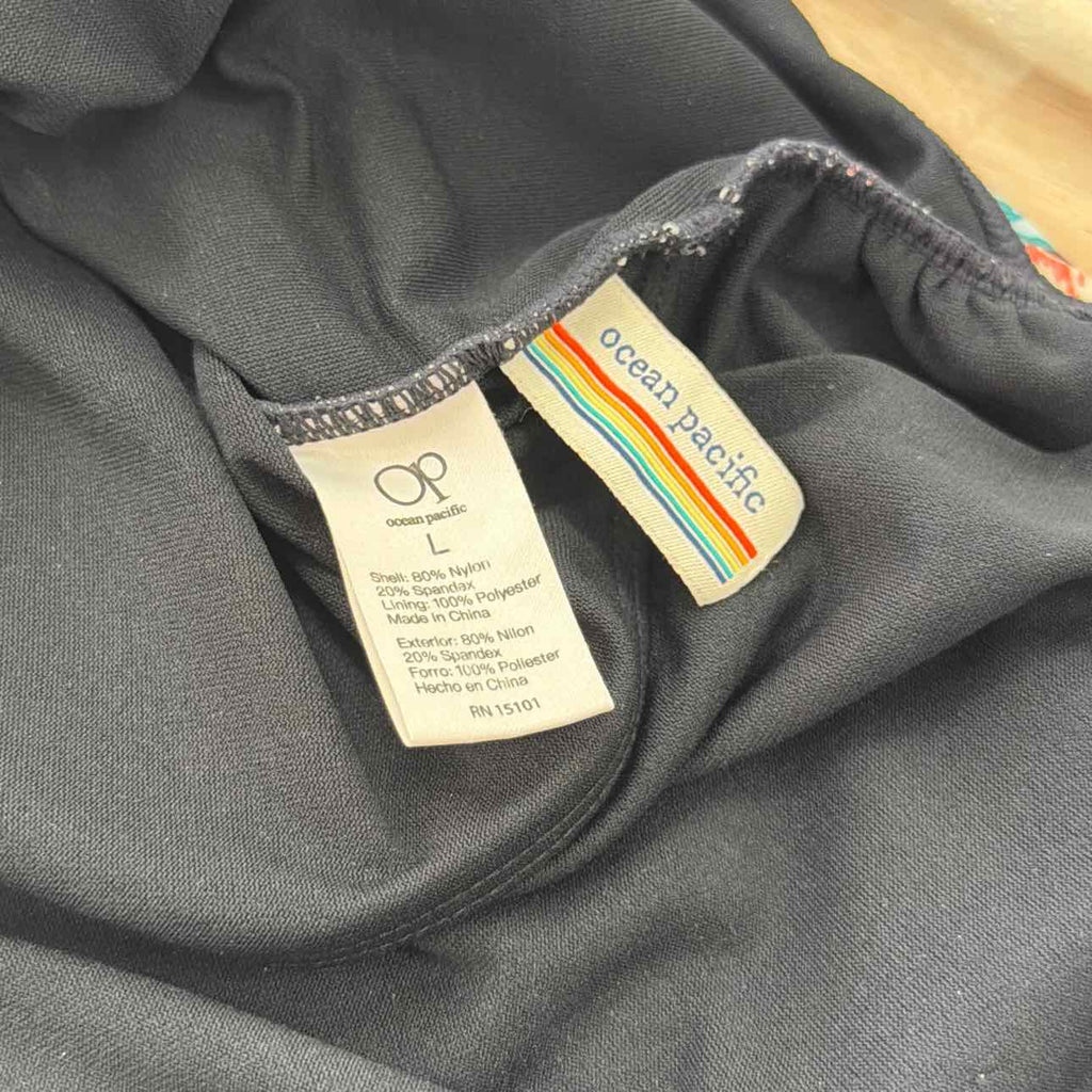 Ocean Pacific Size L Black & Aqua Swimsuit