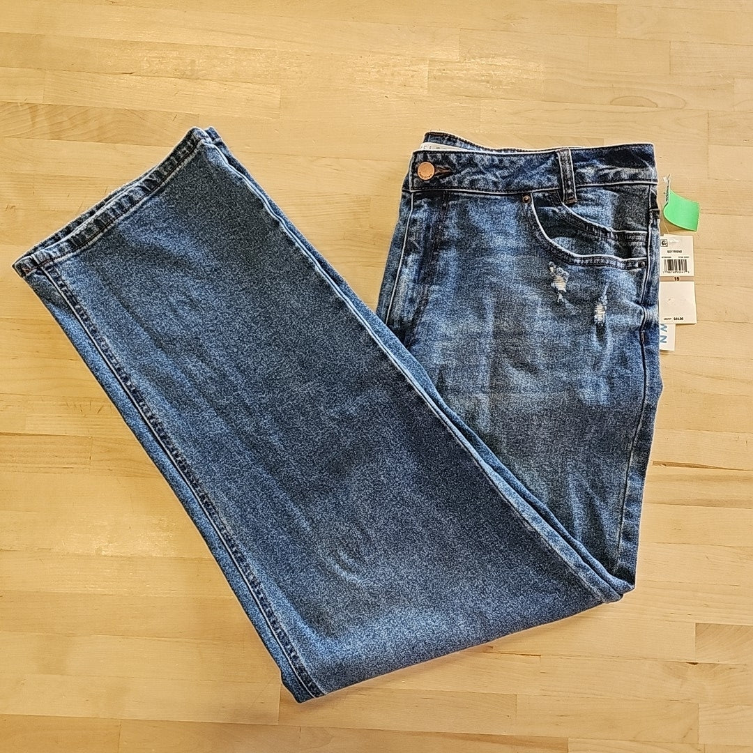 Tinseltown Juniors' High-Rise Boyfriend Jeans - Stam Wash - 15