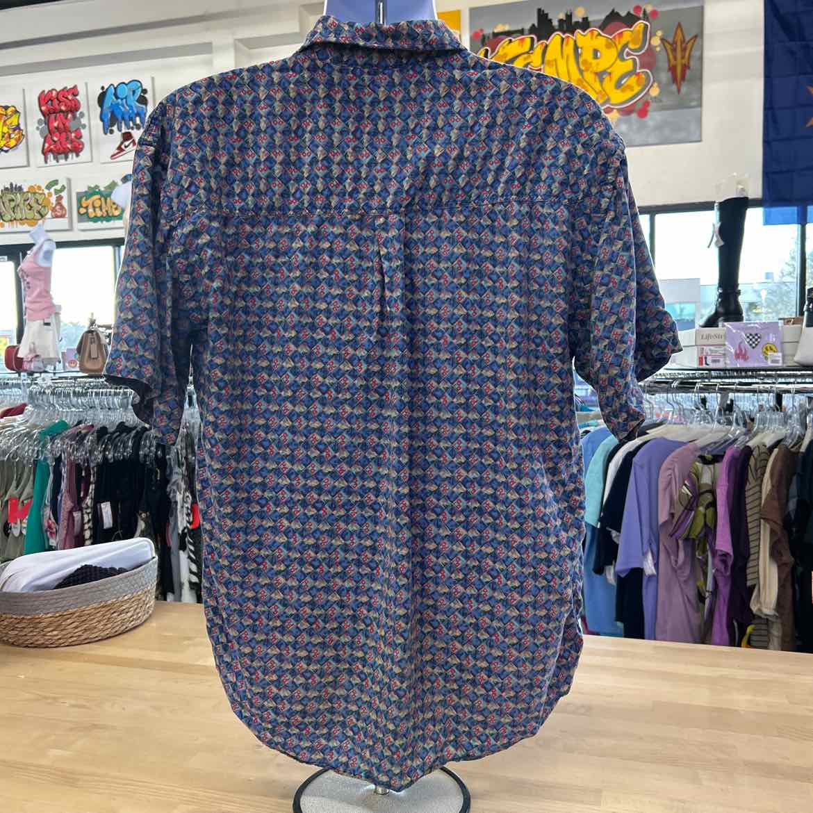 Rinnovato Size M Blue Preloved MENS Button Down Shirt