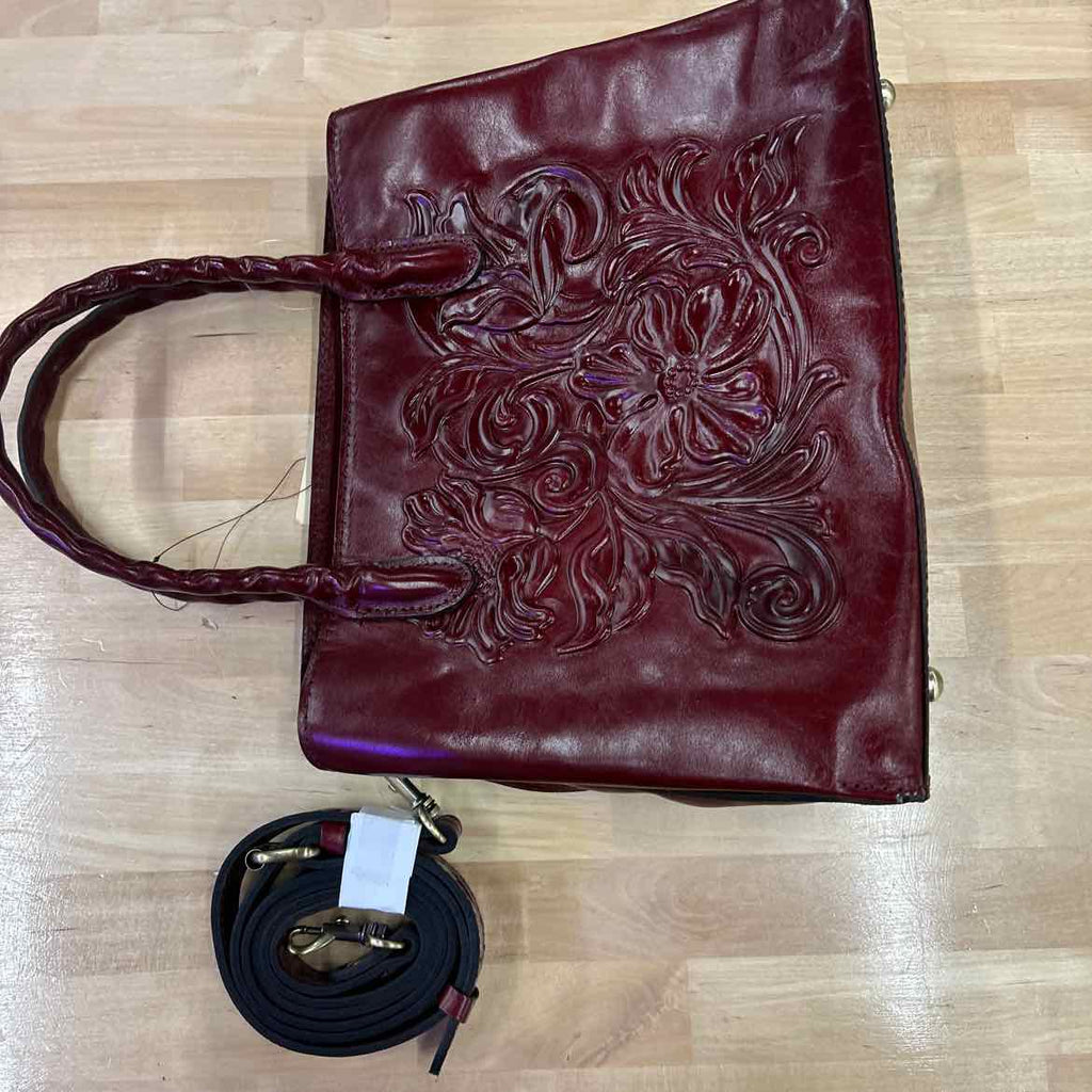 Patricia Nash Genovese Medium Leather Top Handbag Oxblood