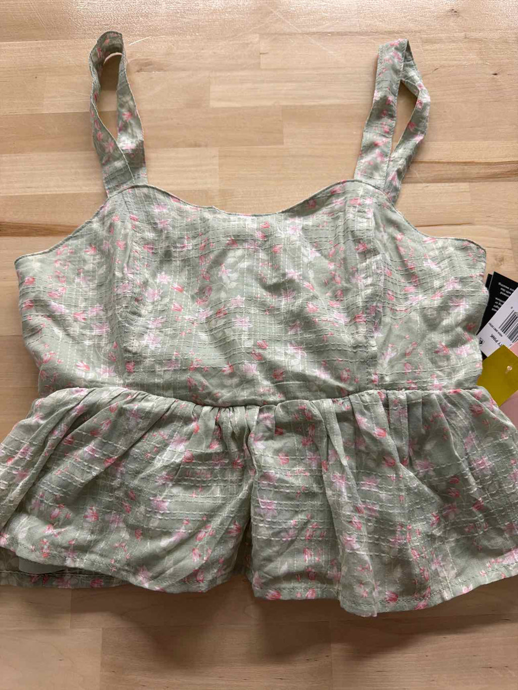Celebrity Pink Juniors' Cropped Peplum Tank Top - Aqua Grey Ditsy