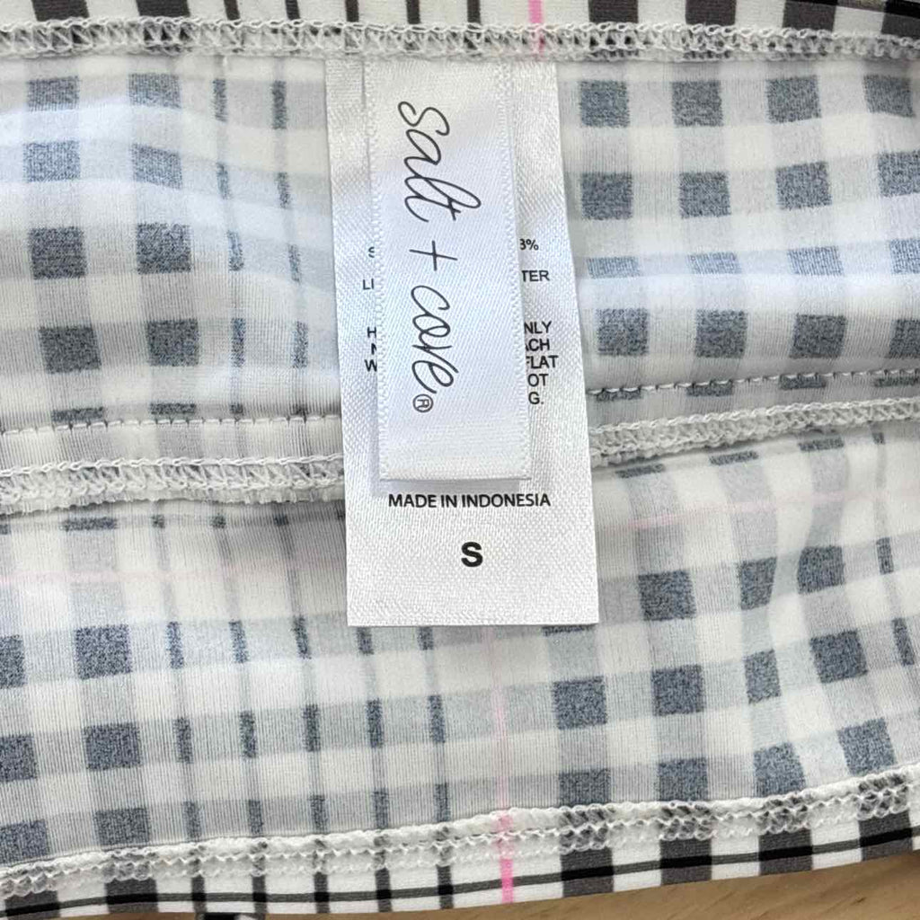Salt + Cove Size S Plaid Tie-Front Tankini Top