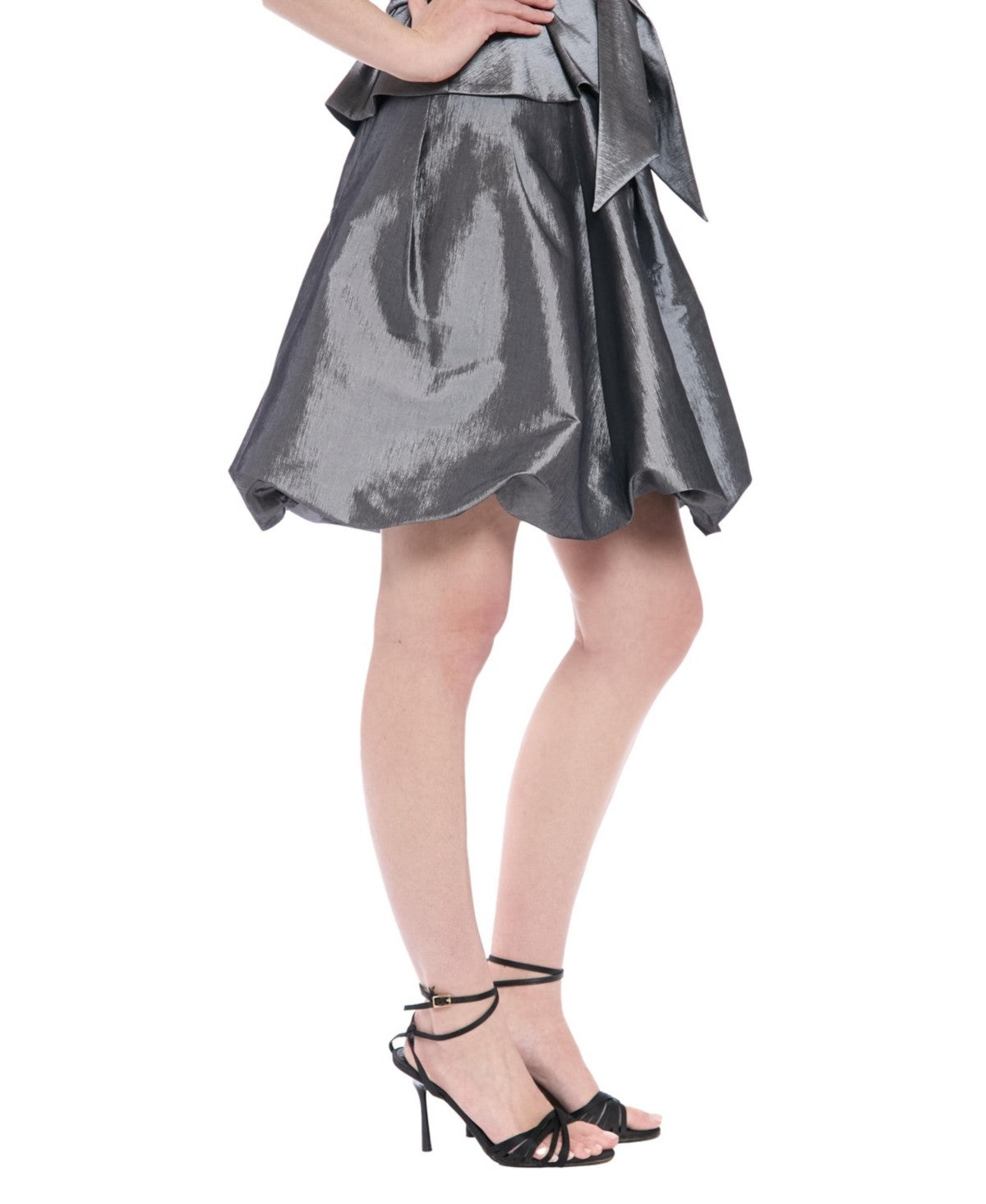 Muse Women's Layered-Collar Bubble-Hem Skirt - Gunmetal