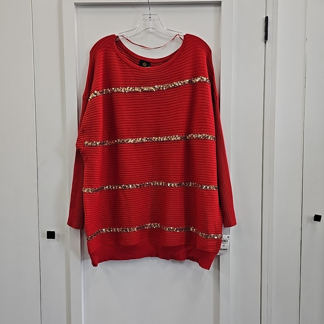 JM Collection Size 1X Red New Sweater