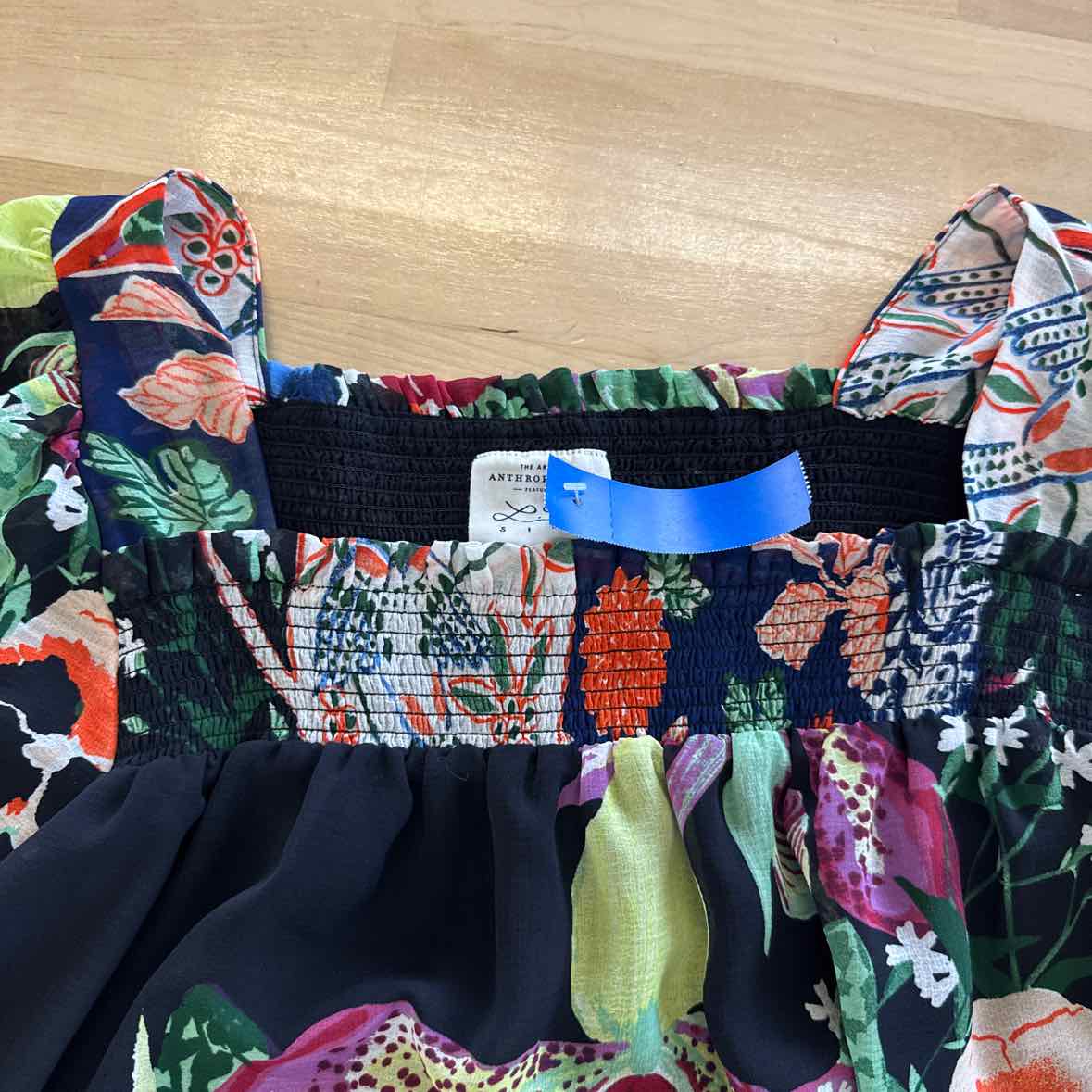 Anthropologie Size M Black, Purple, Orange & Green Boho Blouse NWT