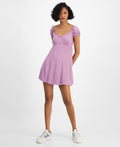 Self E Size L Textured Smocked-Back Empire-Waist Dress - Valerian