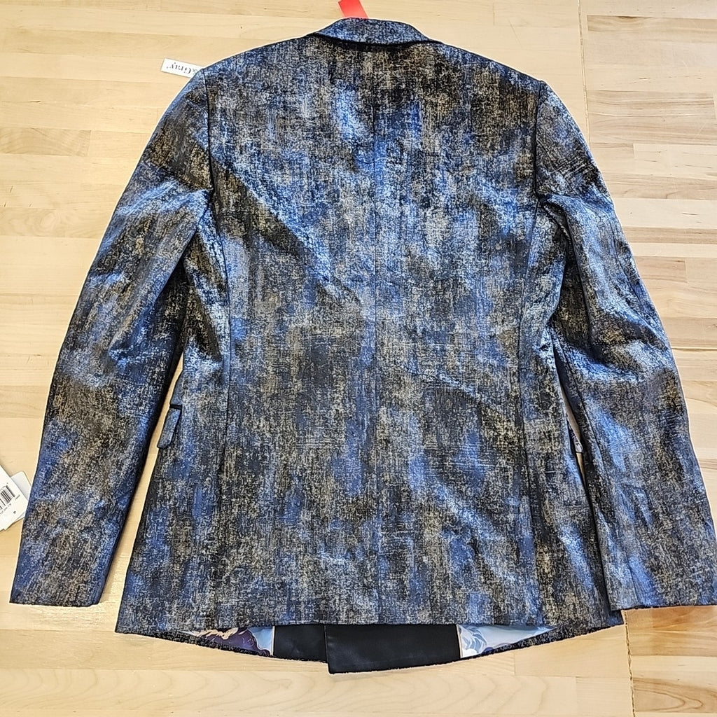 Paisley & Gray Men's Slim-Fit Double-Breasted Tuxedo Jacket - Blue and Gold