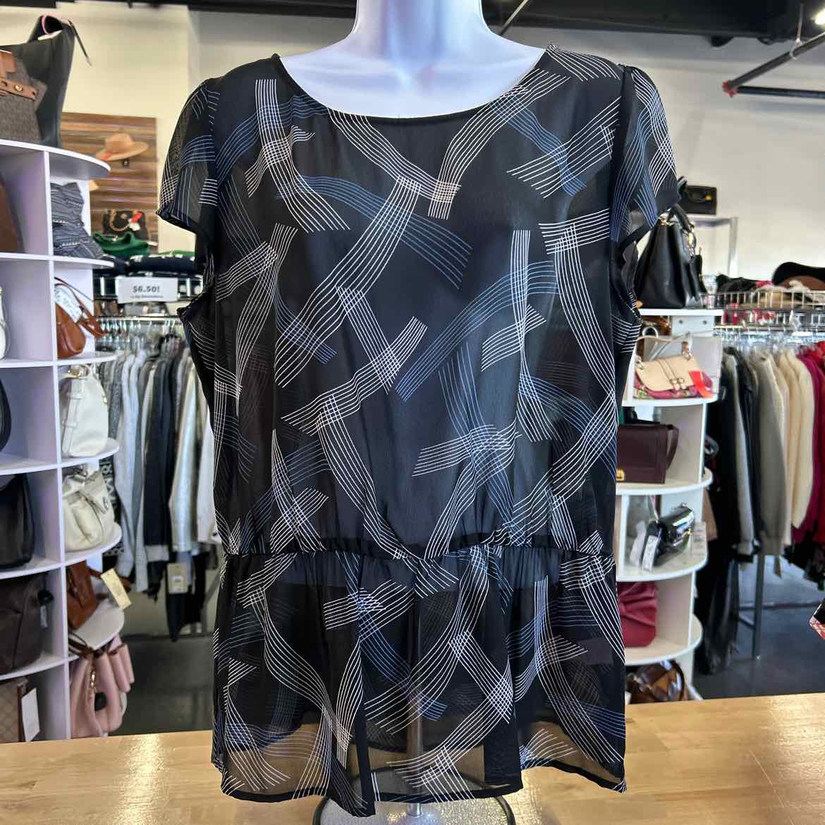 Halogen Size L Black Blue Sheer Preloved Blouse