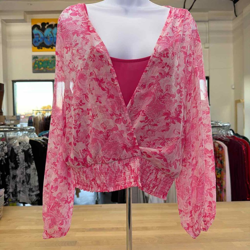 CeCe Size S Pink Sheer Preloved Blouse