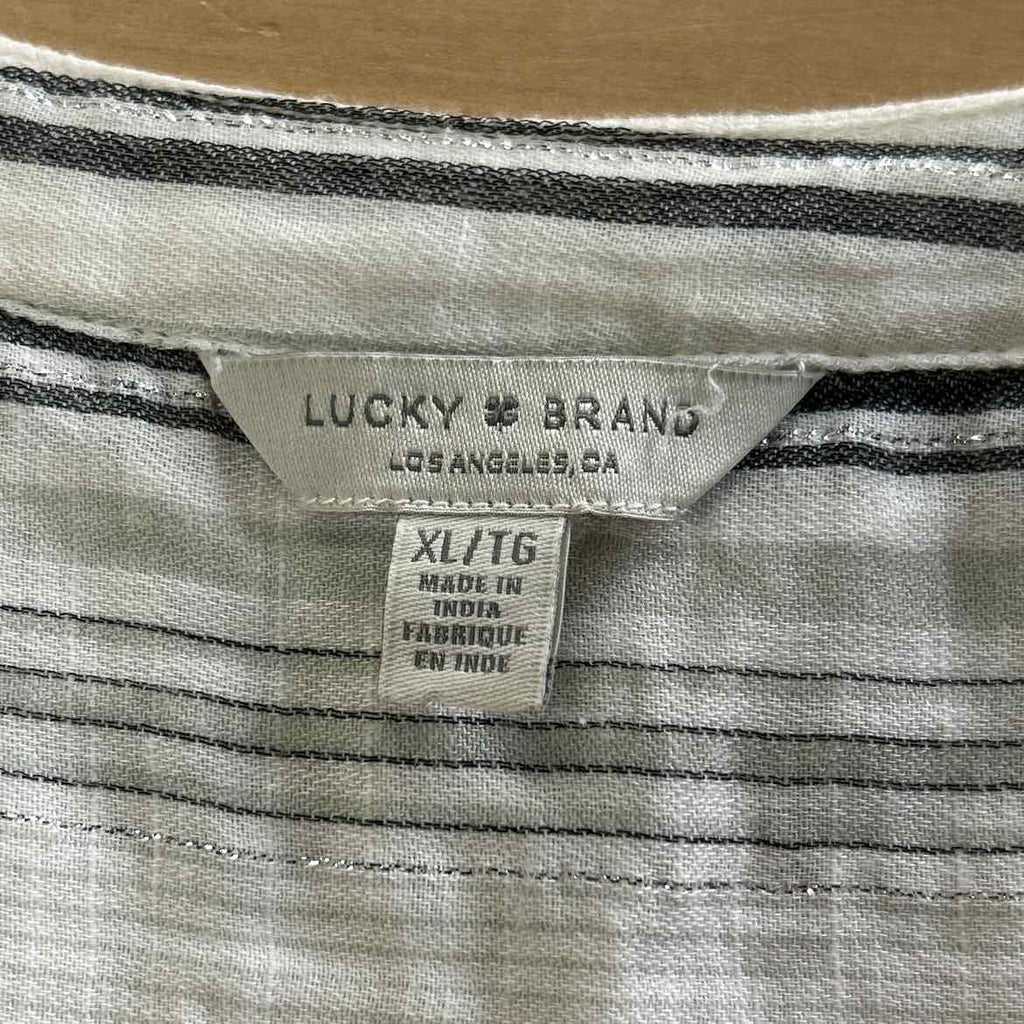 Lucky Brand Size XL gray/white Preloved Blouse SS
