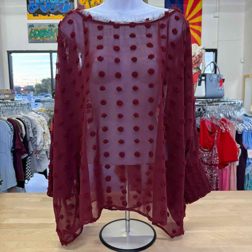 ee:some Size L Burgandy Lace Preloved Blouse SS