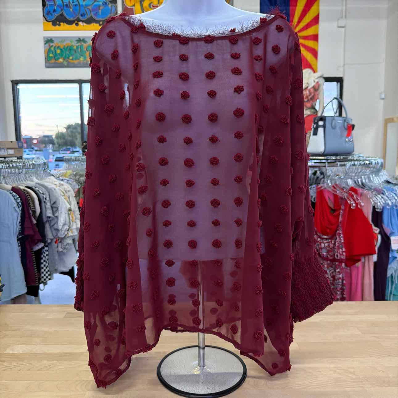 ee:some Size L Burgandy Lace Preloved Blouse SS