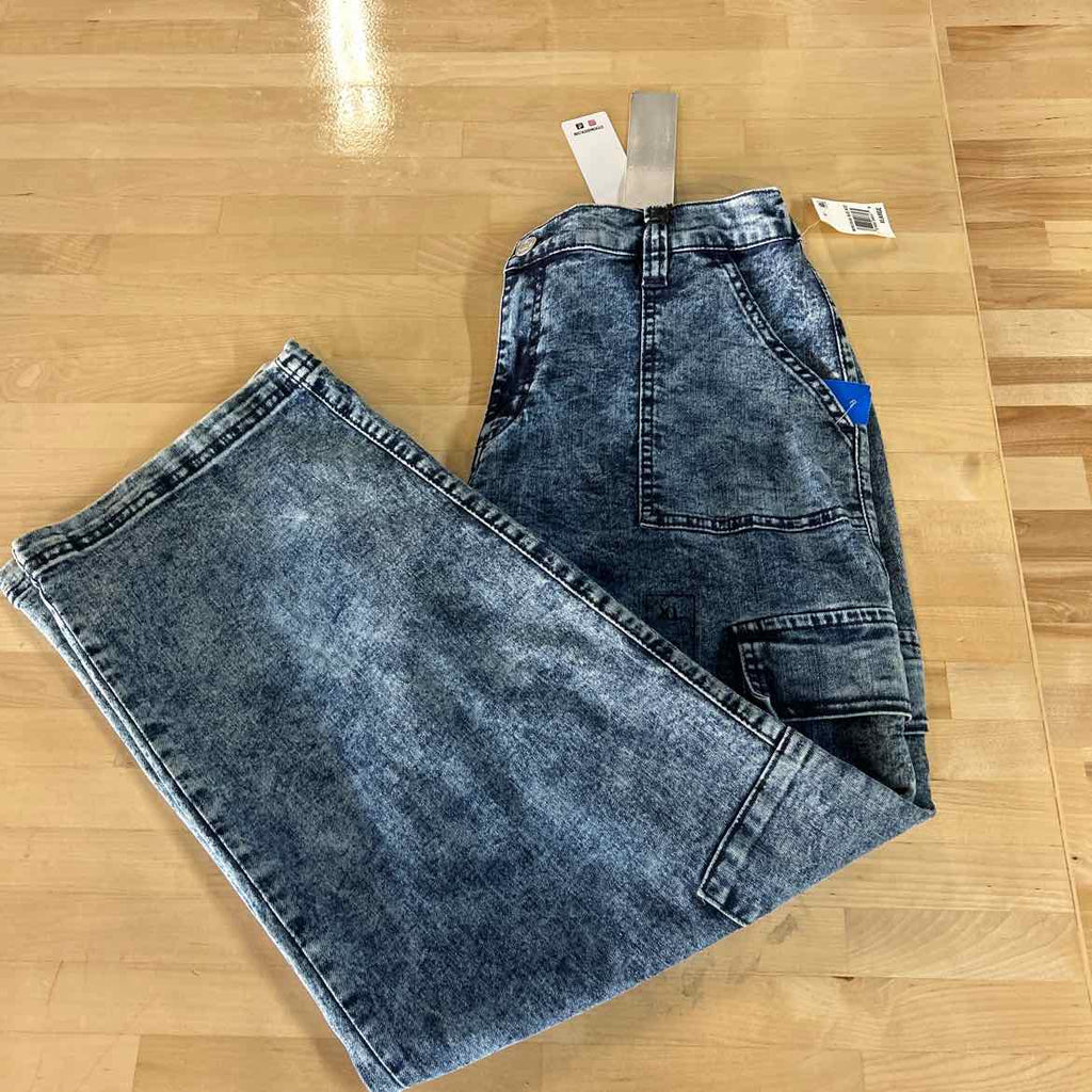 Madden Girl Size XL Wide-Leg Cargo Skater Jeans - Dark Wash