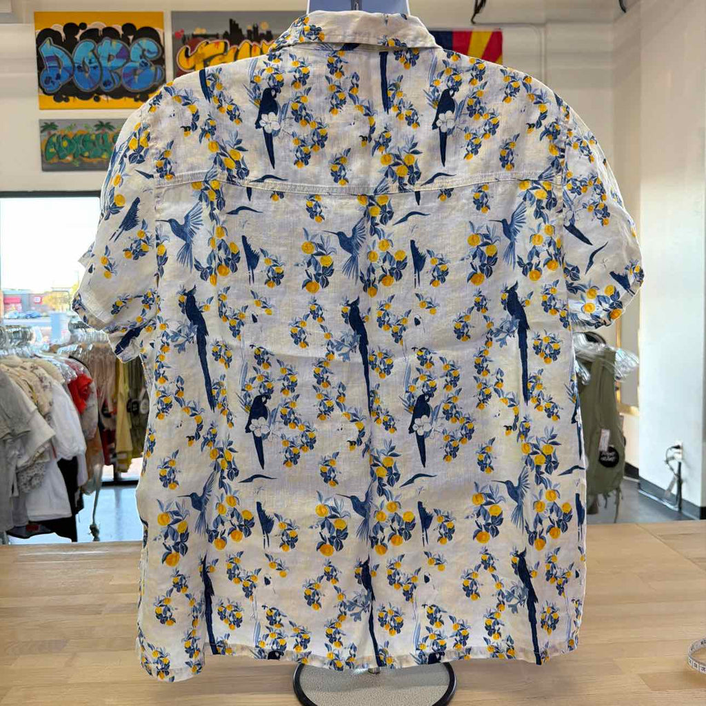 Isaac Mizrahi Size 2X Blue Linen Preloved Button Down SS