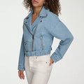 Levi's Women's Cropped Denim Moto Jacket - Lt Wash Denim