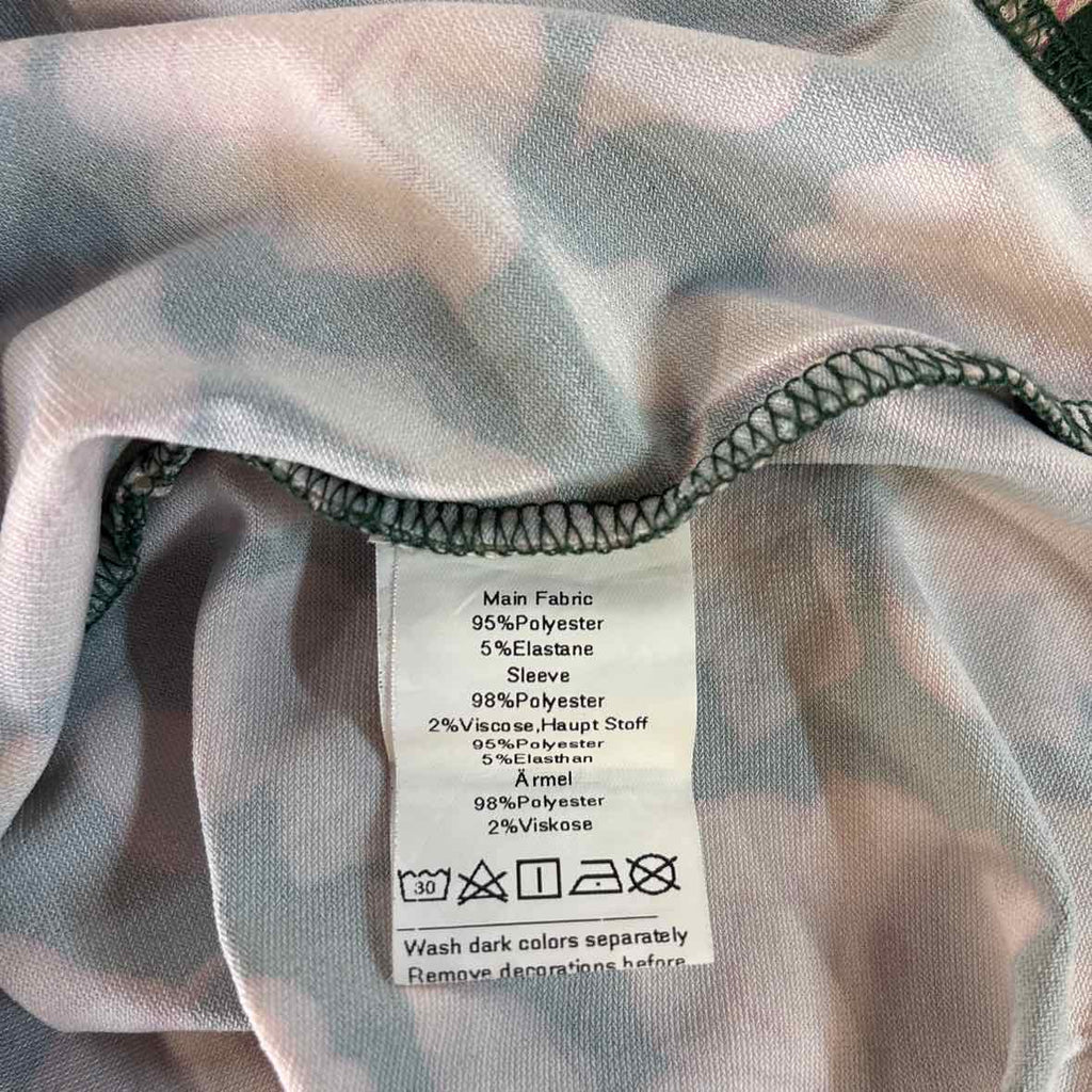 Grace Karin Size L Green/Peach Blouse LS