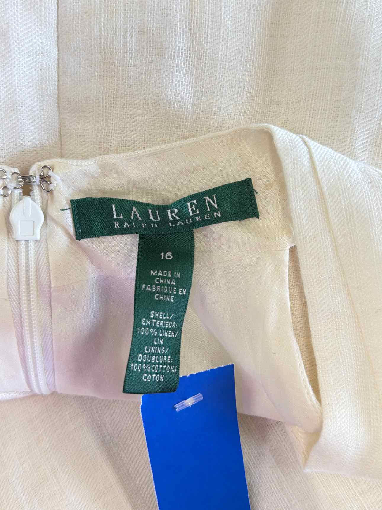 Lauren Ralph Lauren Size XL Cream Linen Preloved Dress