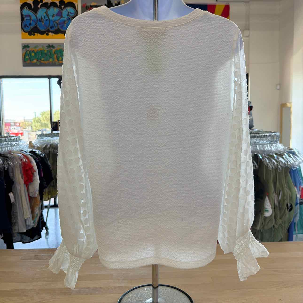 Sunday In Brooklyn Size S White Faille Preloved Blouse LS