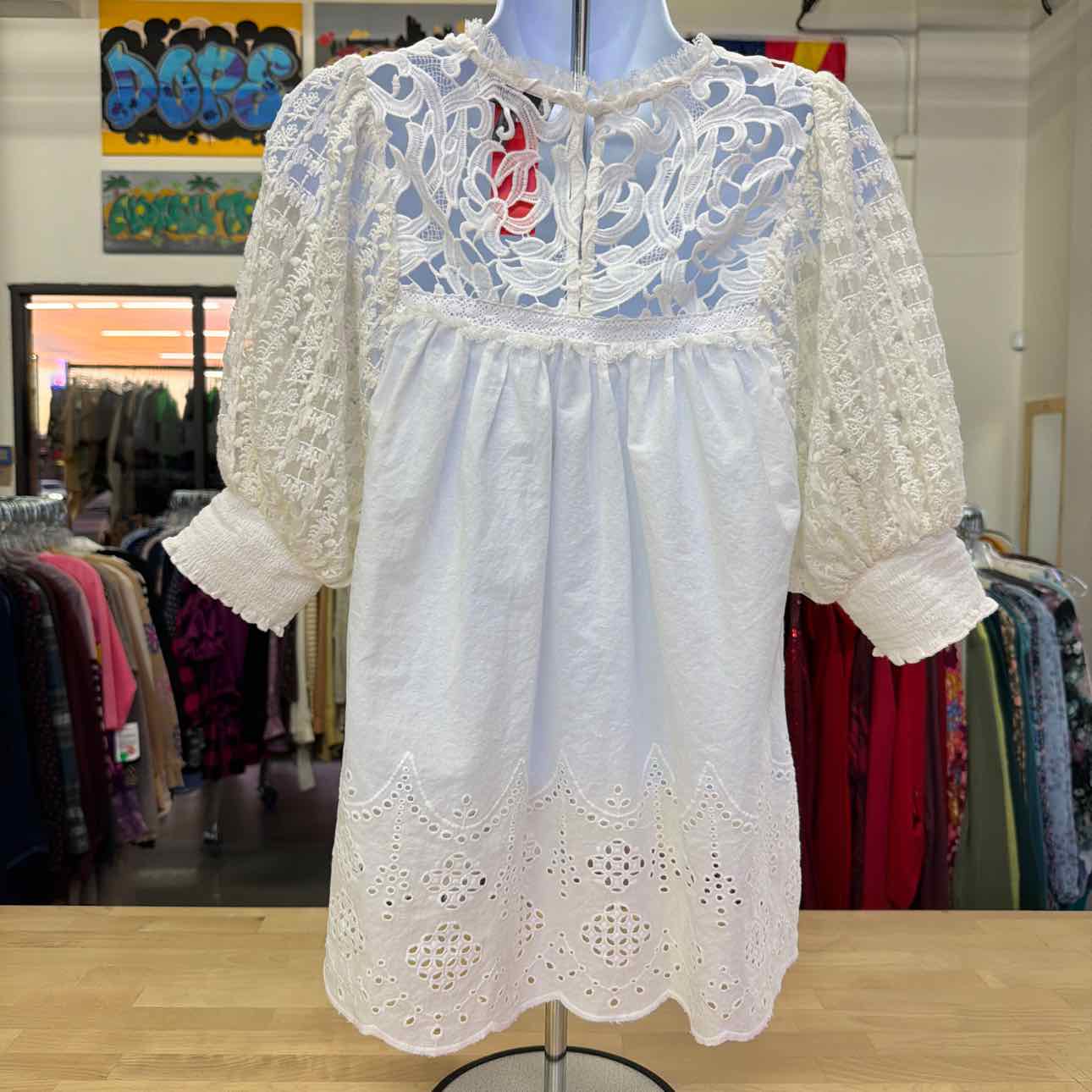 Conditions Apply Size S White Lace Preloved Blouse