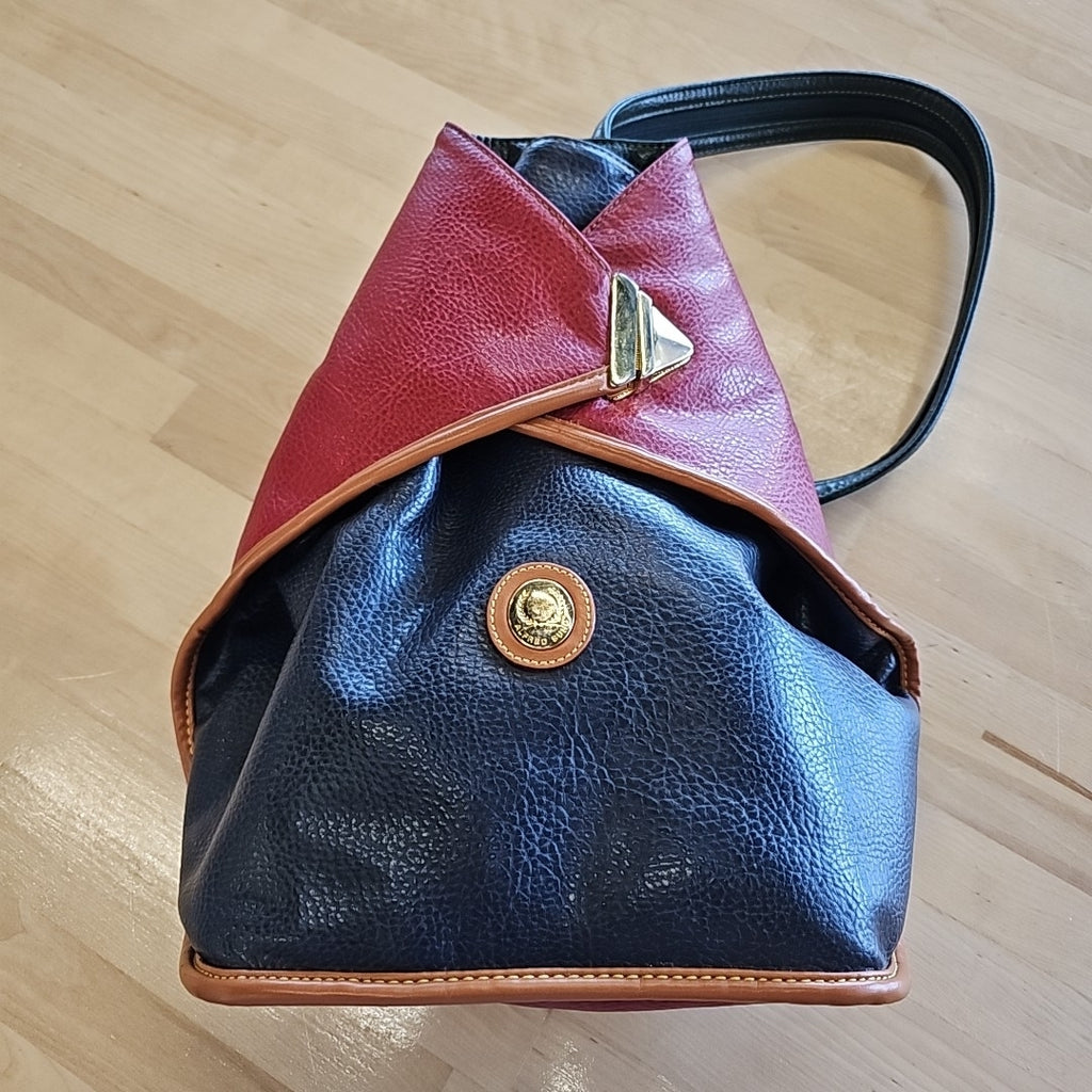 Alfred Sung Red & Blue Faux Leather Backpack Handbag