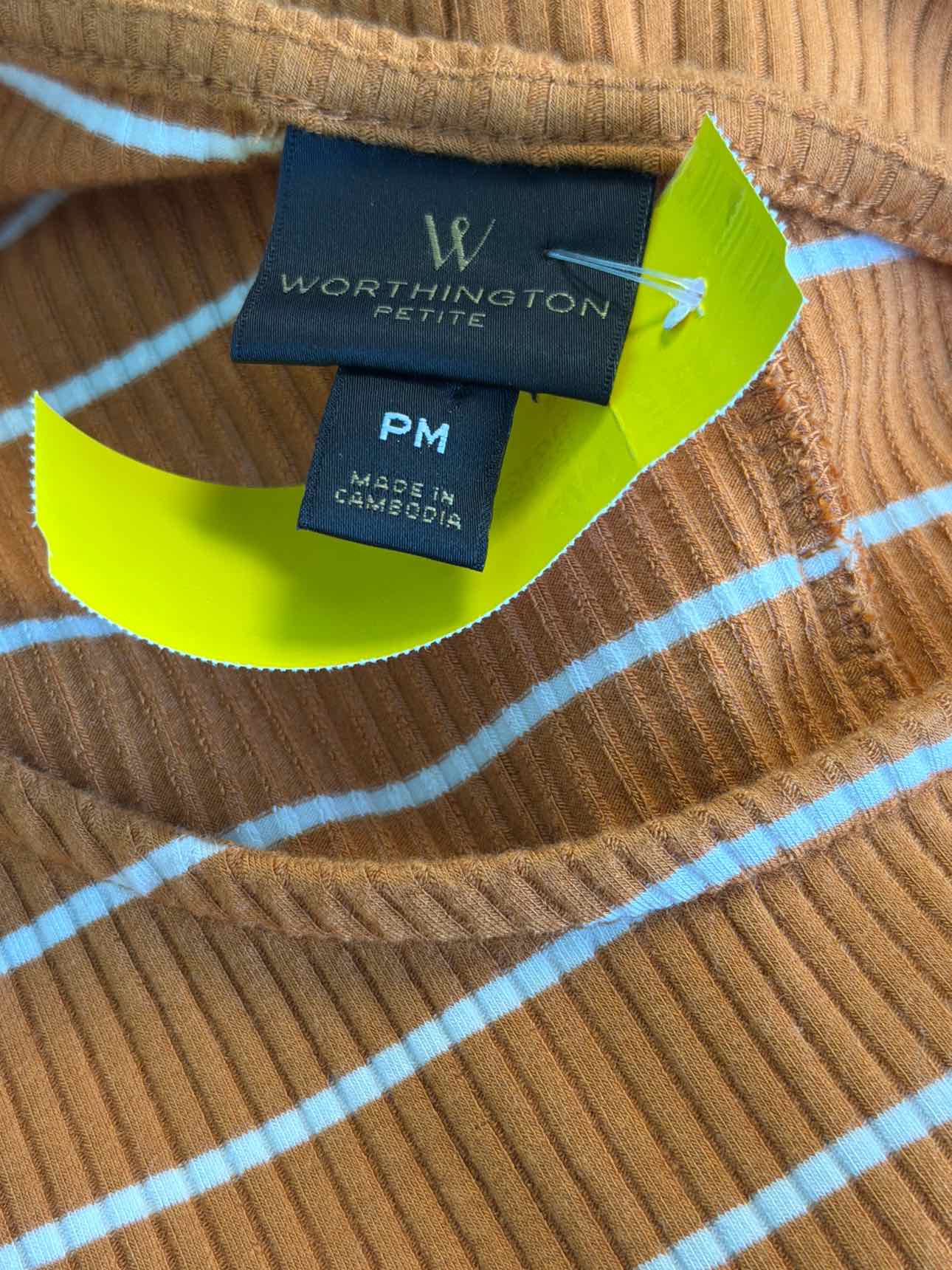 Worthington Size M/P Rust/Cream Shirt