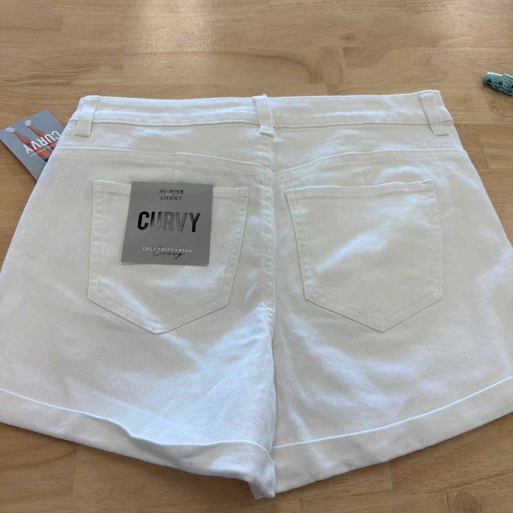 Celebrity pink Women Size 7  White New Shorts  High-Rise Curvy Denim Shorts