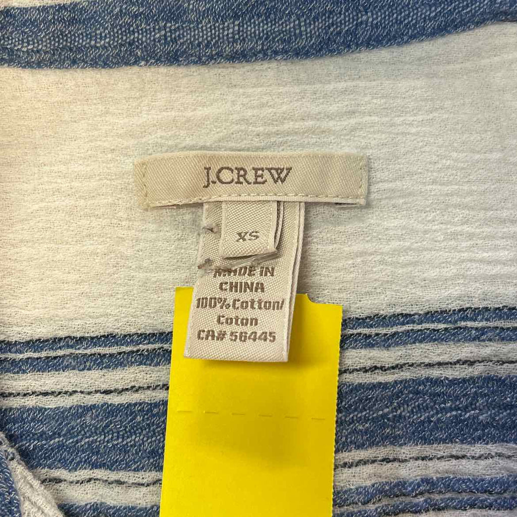J Crew Size XS White Blue Preloved Blouse LS