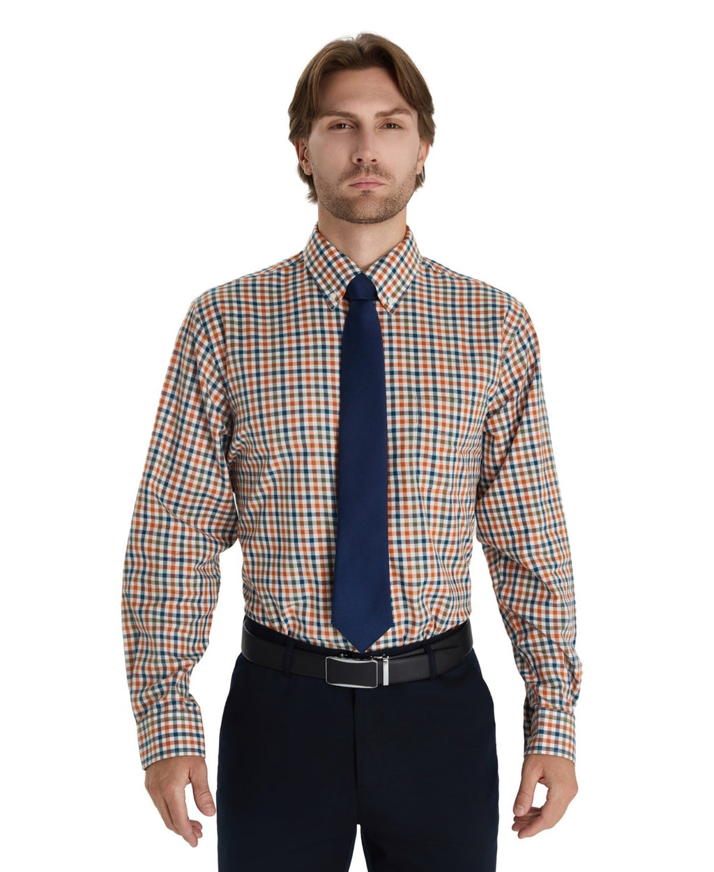 Club Room Size 33 Men's Fashion Plaid Pattern Poplin Shirt