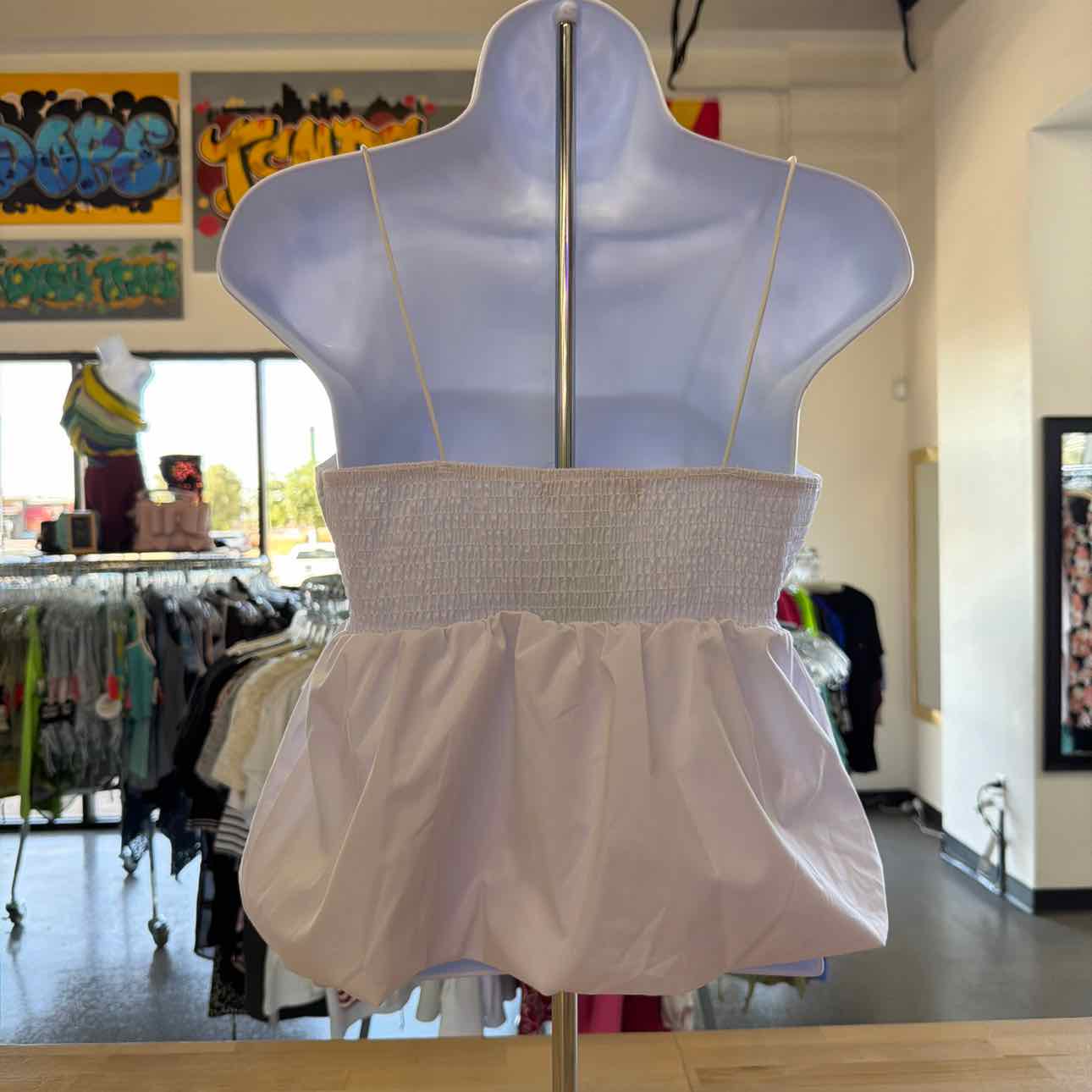 Madden Girl Size M Poplin Bubble Tank Top - Bright White NWT
