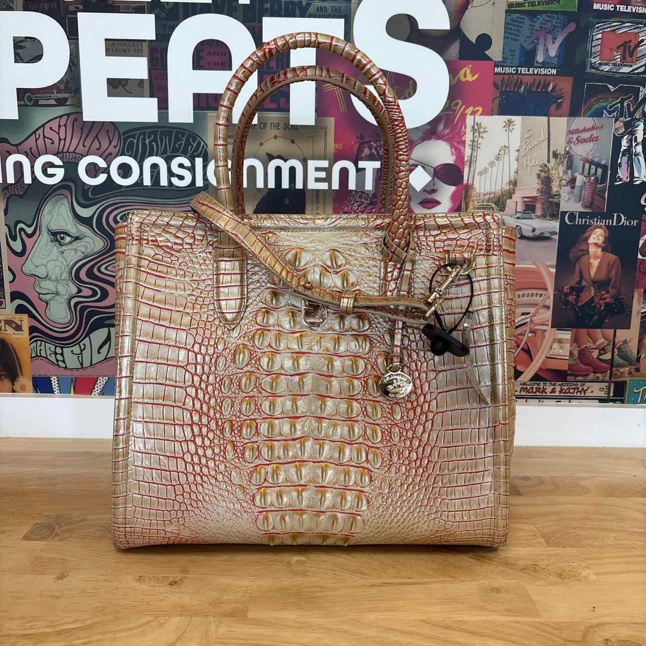 Brahmin Tan/Pink Preloved Handbag