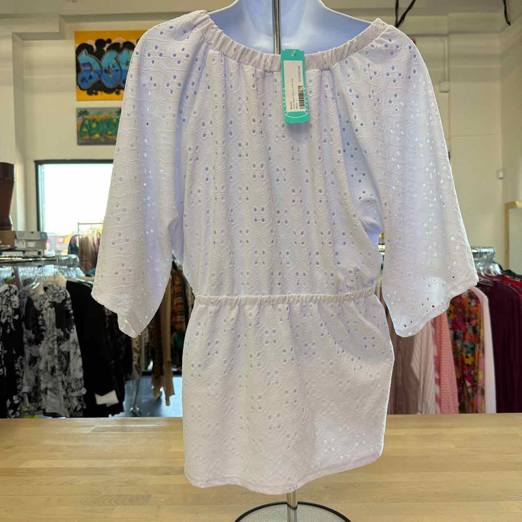 Beacon Apparel Size L White Used Blouse